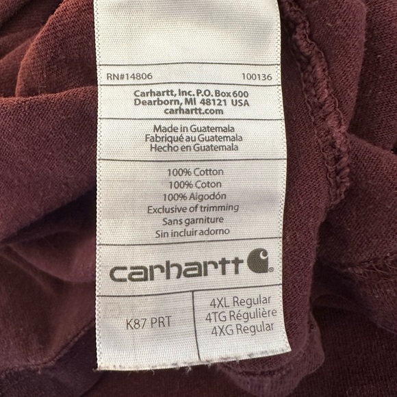 Carhartt Men’s 4X Heavyweight Short Sleeve Tee Port Color - Picture 5 of 6